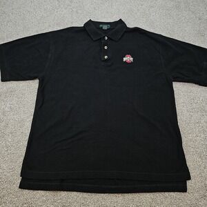 Vintage‎ Mens Size XL Black Ohio State University Collared Polo Shirt Not Faded